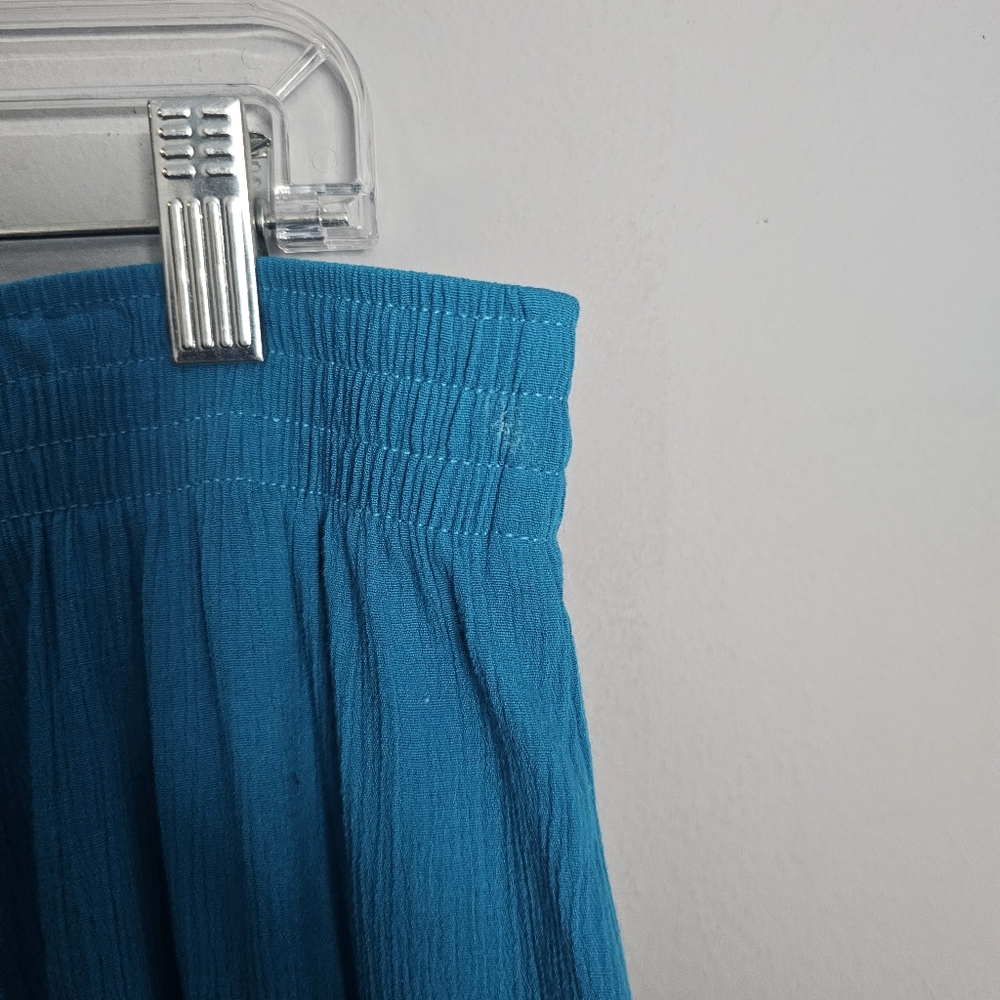 Vintage Gauze Midi Skirt Tagged 20W Fits 2X Turquoise Blue Pockets USA Made - Picture 11 of 12